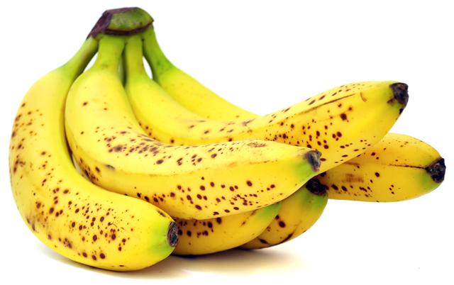 Bananas with Brown Spots Isolated on White Background