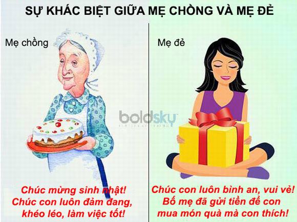 mẹ chồng, mẹ đẻ,con dâu, hài hước, khác biệt