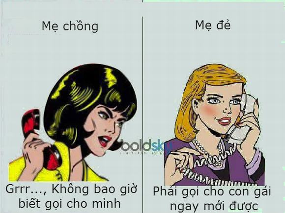 mẹ chồng, mẹ đẻ,con dâu, hài hước, khác biệt