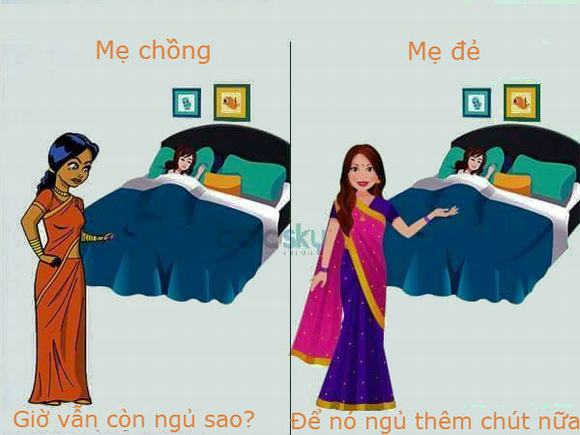 mẹ chồng, mẹ đẻ,con dâu, hài hước, khác biệt