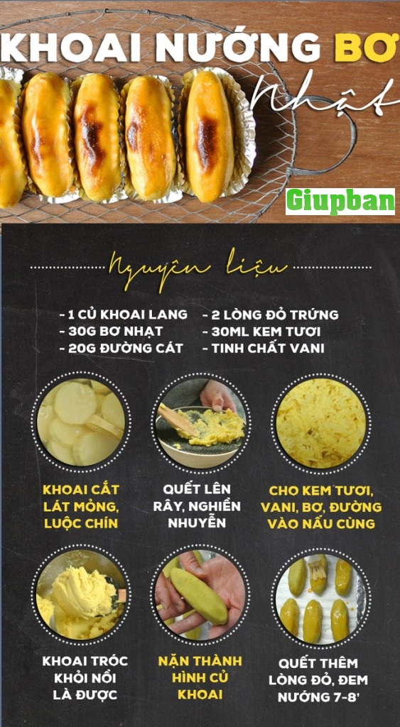 các bước thực hiện món khoai lang nướng bơ