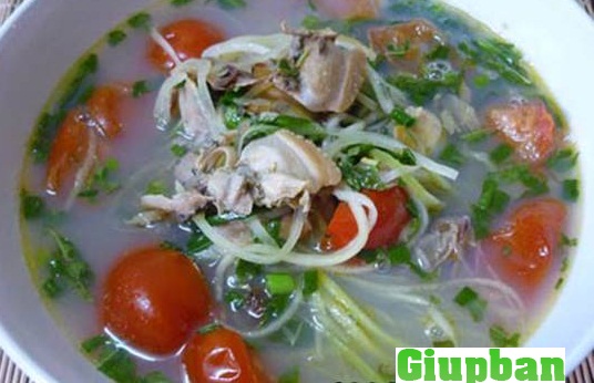 canh bầu nấu trai