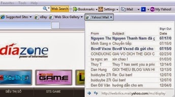 Giúp bạn Các thủ thuật duyệt nhanh mail Yahoo! trong IE 8.0?