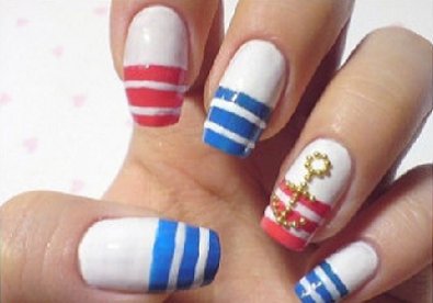 Cách vẽ nail thủy thủ đáng yêu