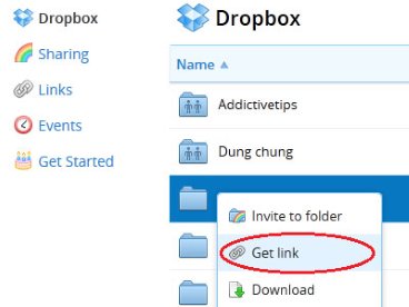 Giúp bạn Dropbox cho chia sẻ công khai mọi tập tin và thư mục