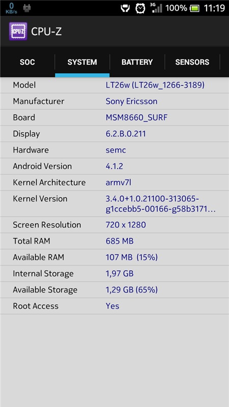 Giúp bạn Hỏi dung lượng RAM trên điện thoại Sony?