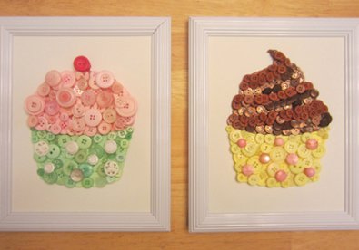 Giúp bạn Làm tranh cupcake từ cúc áo để trang trí nhà