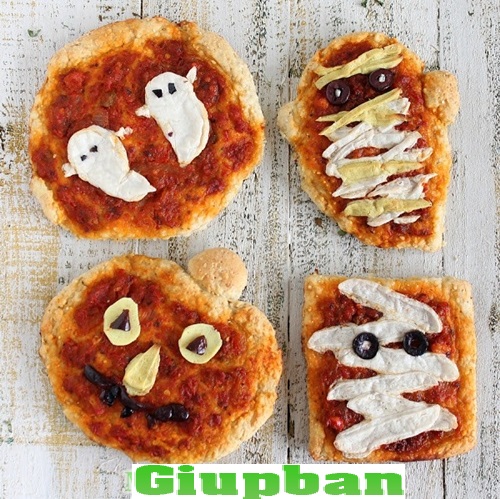 Giúp bạn Khéo tay làm bánh pizza hình con ma ngộ nghĩnh nhưng không kém phần rùng rợn